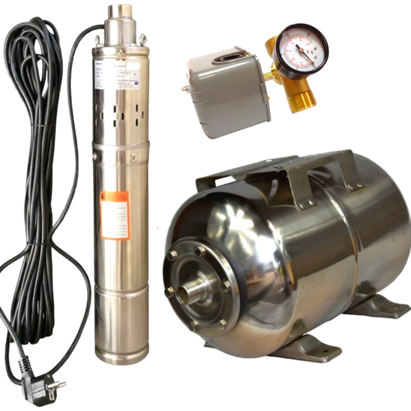 Глубинный скважинный насос с баком Нержавейка 24л. Глубинный скважинный насос с баком Нержавейка 24л.